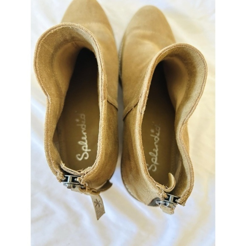 Splendid Suede Ankle Boots Womens Tan Suede Rear Zip Block Heel 9 - Picture 11 of 11